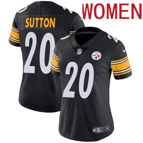 Women Pittsburgh Steelers #20 Cameron Sutton Nike Black Vapor Limited NFL Jersey->women nfl jersey->Women Jersey